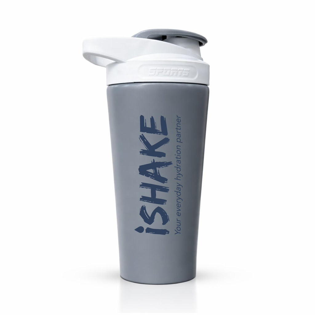 ishake Stainless Steel Gym Shaker 700ml - Grey White colour