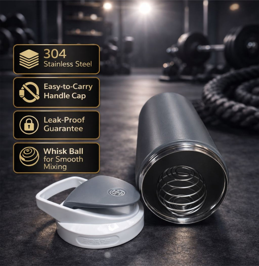 ishake Stainless Steel Gym Shaker 700ml - Grey White colour