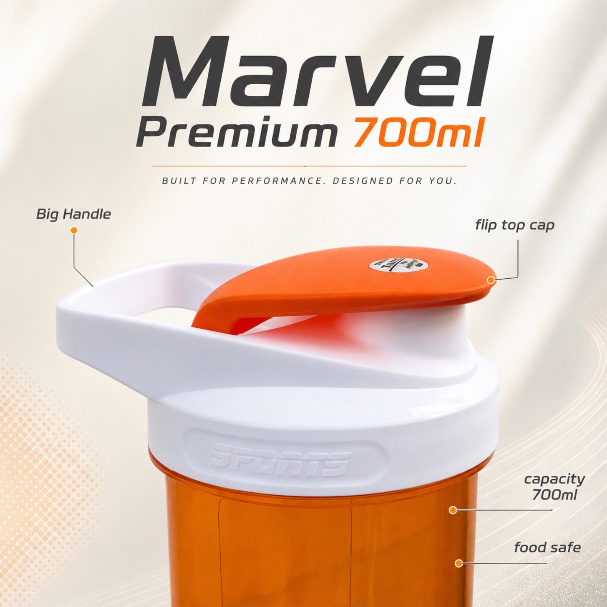 iShake Marvel Premium 700ml Gym Shaker Bottle