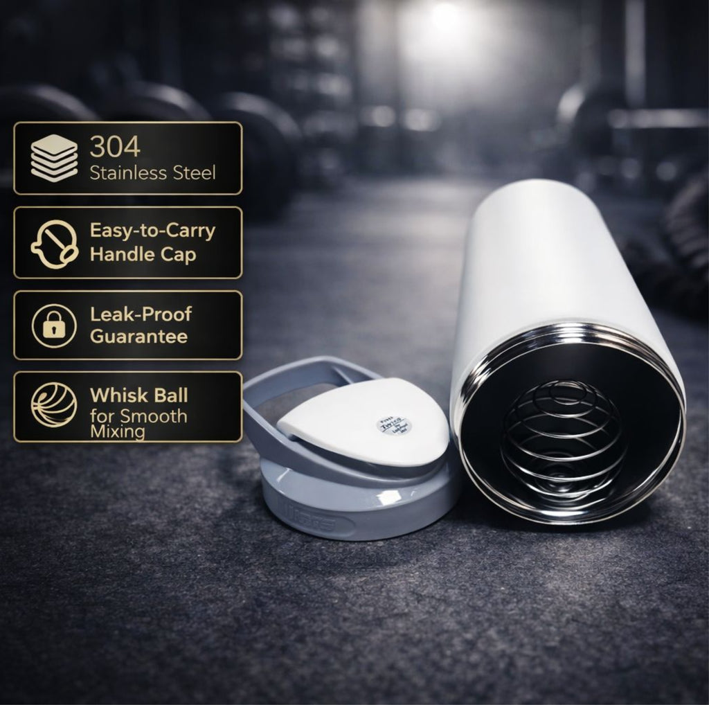 iShake Stainless Steel Gym Shaker 700ml - white Colour