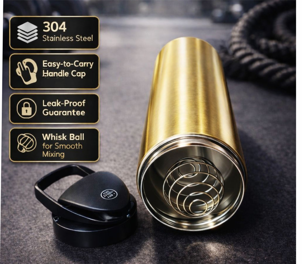 Ishake Stainless Steel Gym Shaker 700ml - Golden colour