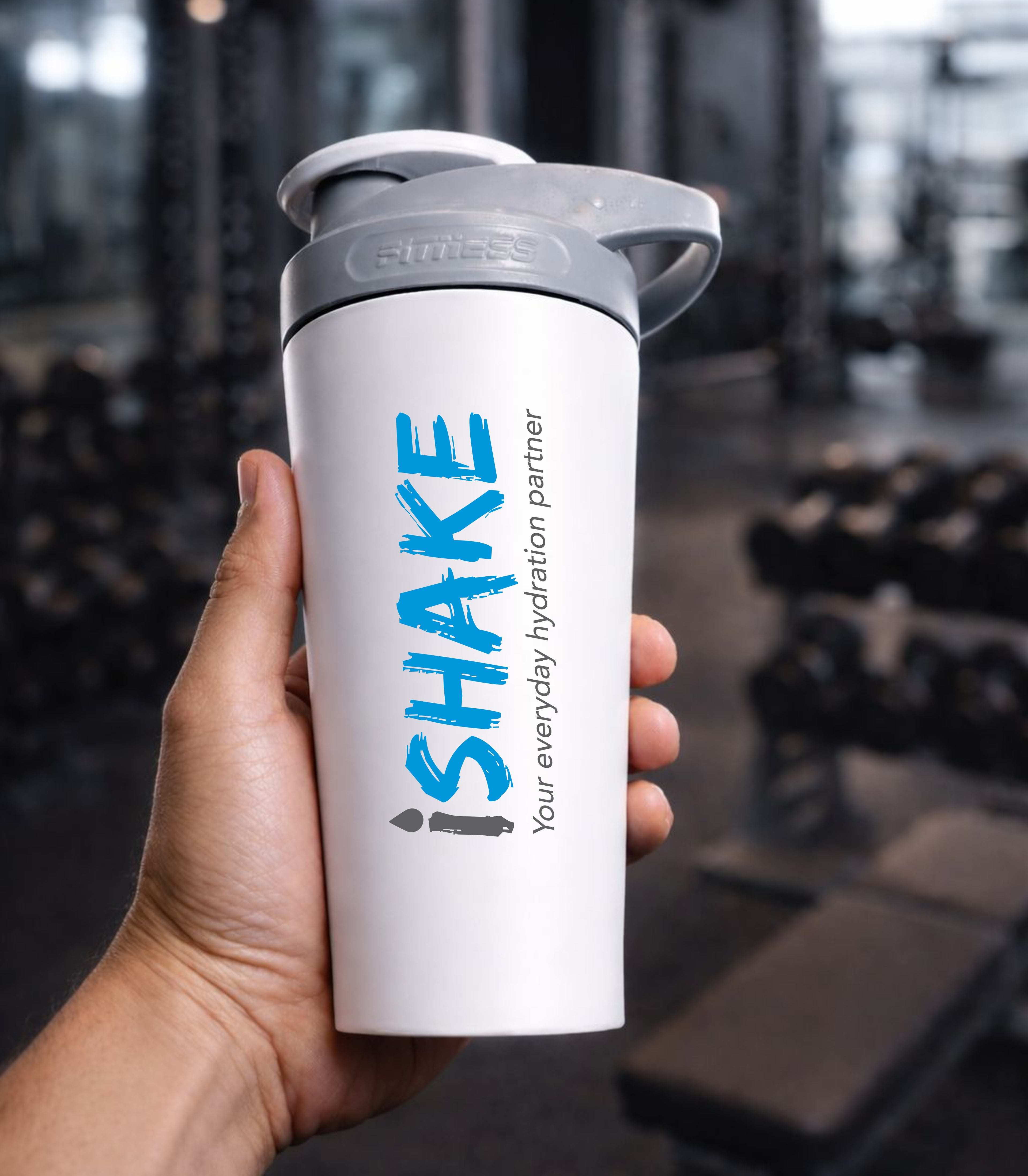 iShake Stainless Steel Gym Shaker 700ml - white Colour
