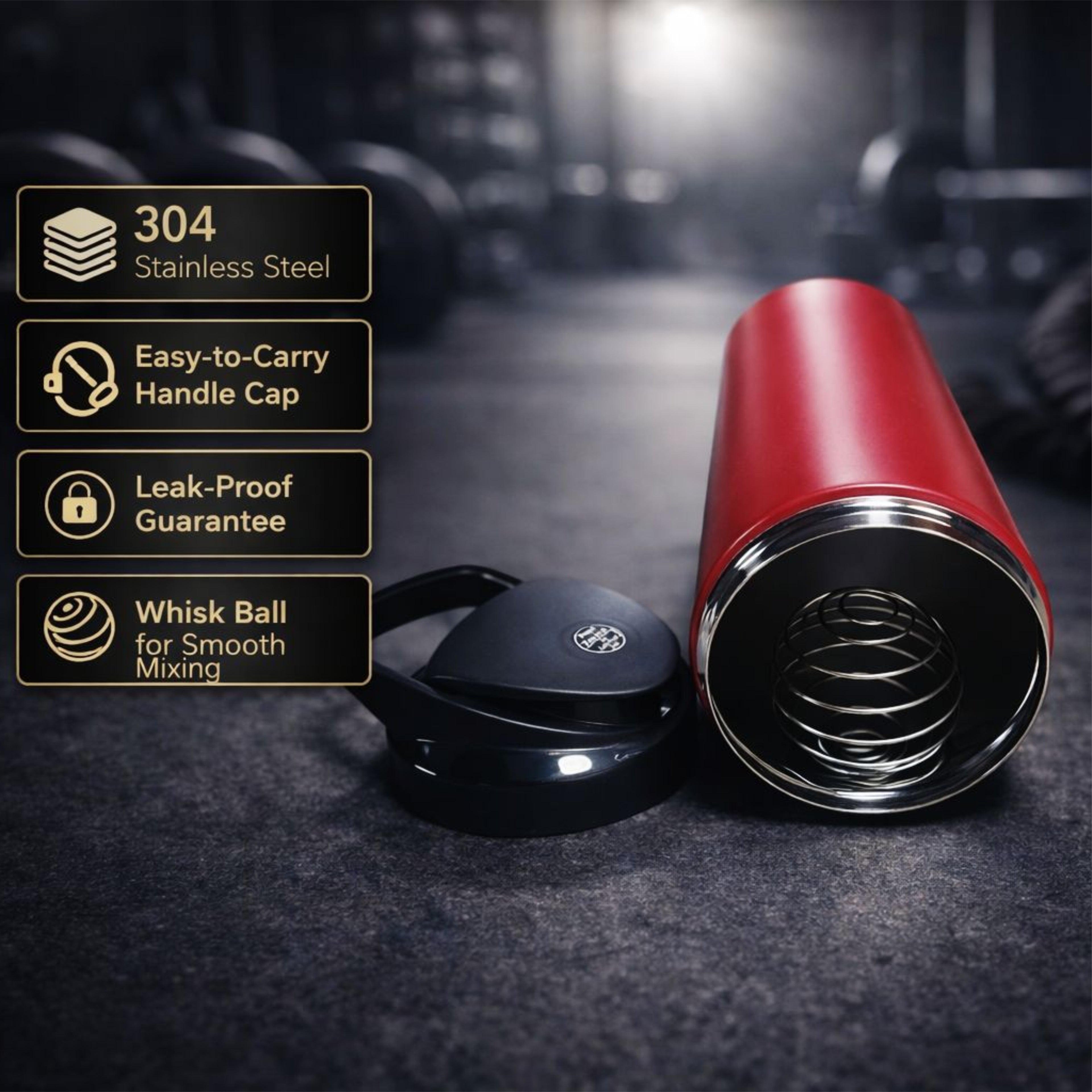 iShake Stainless Steel Gym Shaker 700ml - Red Colour
