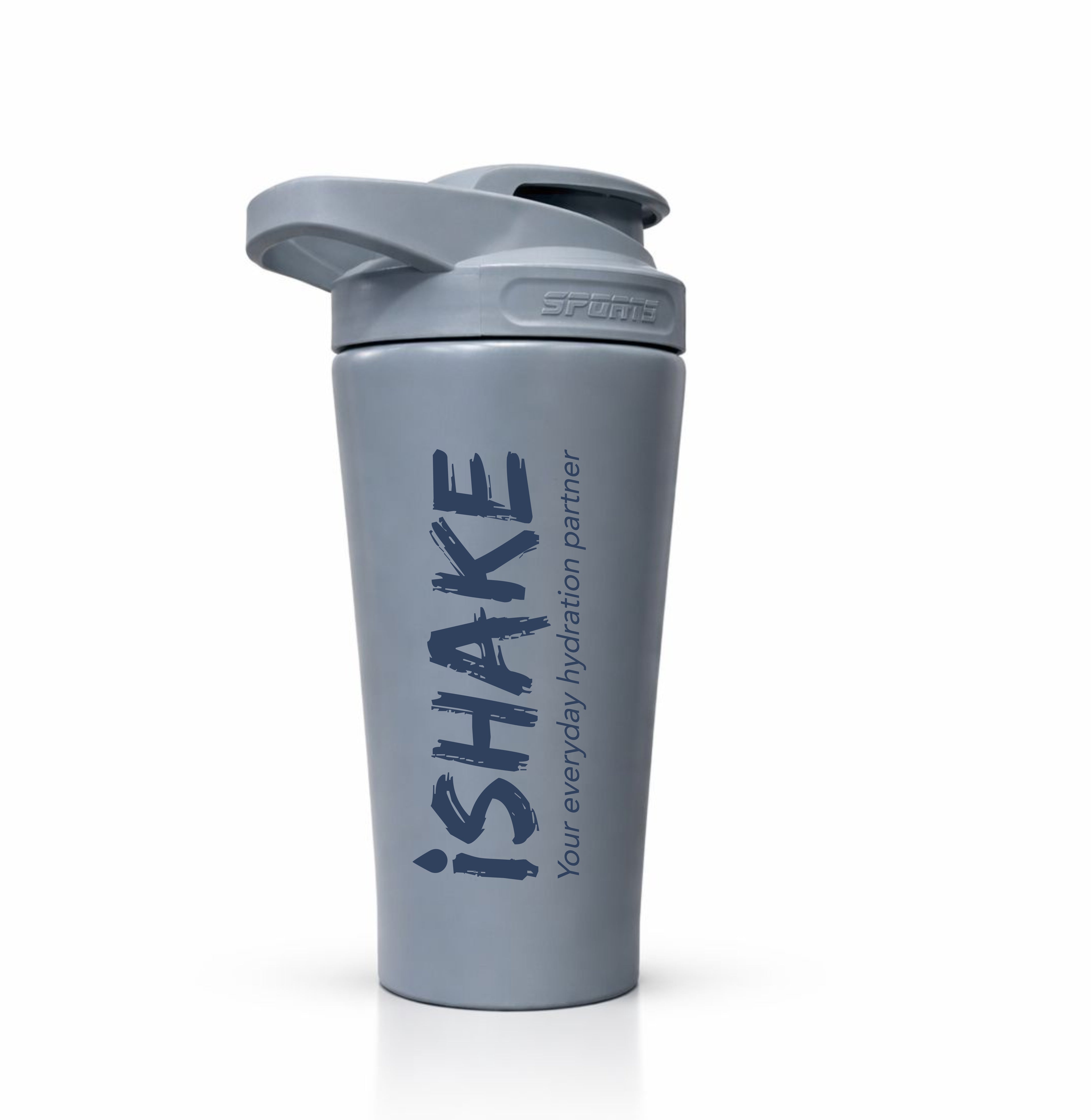 iShake Stainless Steel Gym Shaker 700ml - Full Grey Colour