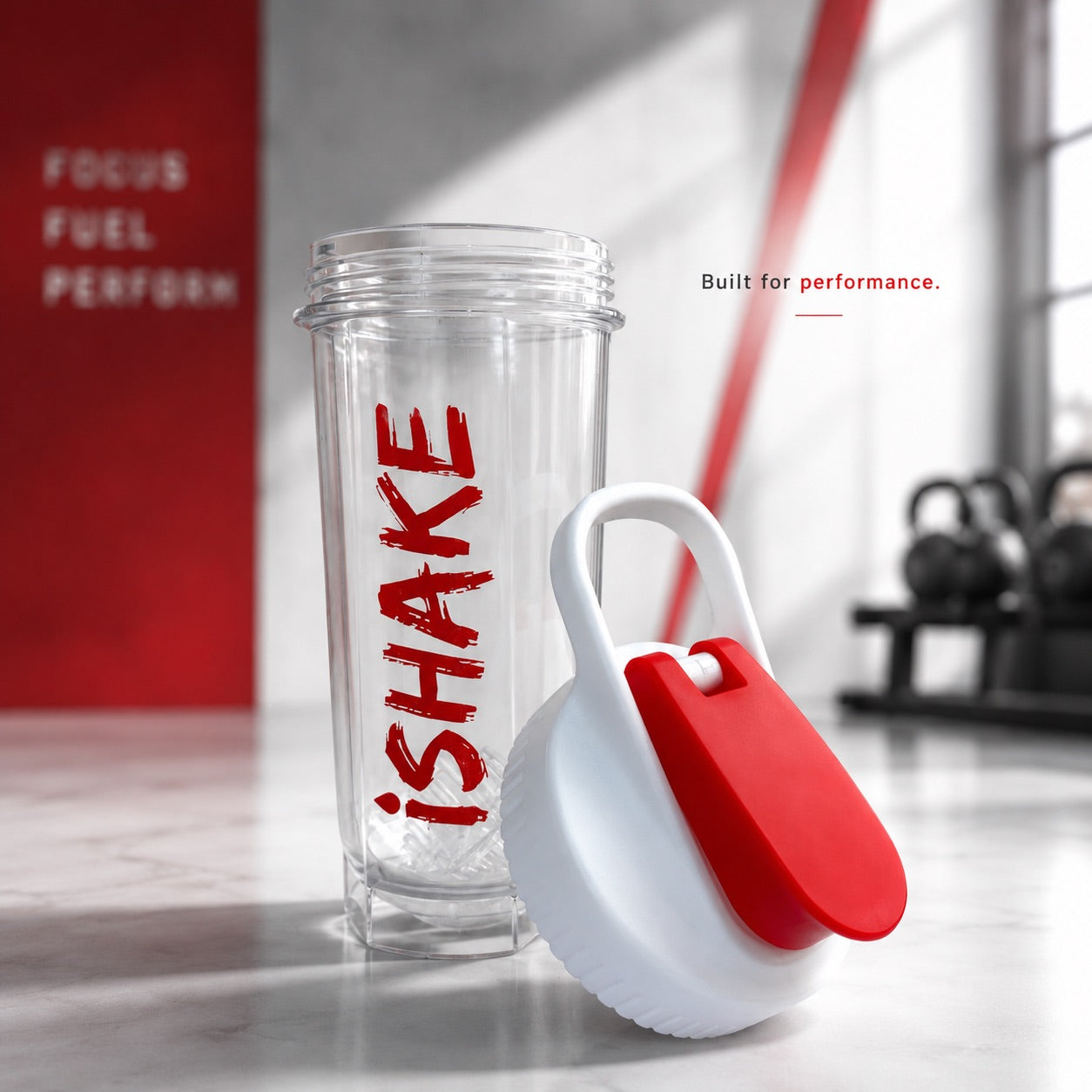 iShake Roadies Premium 700ml Shaker Bottle - Red White