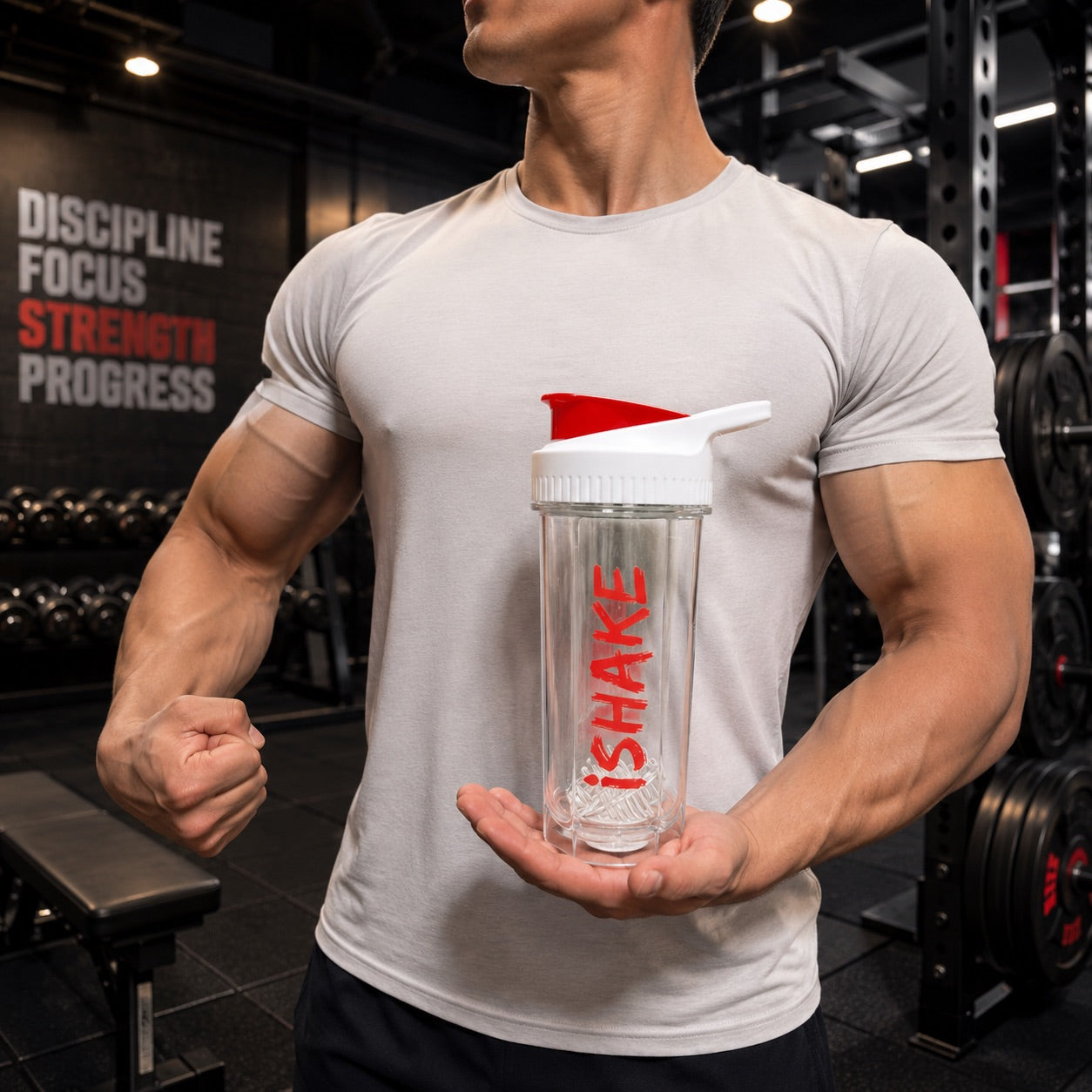 iShake Roadies Premium 700ml Shaker Bottle - Red White