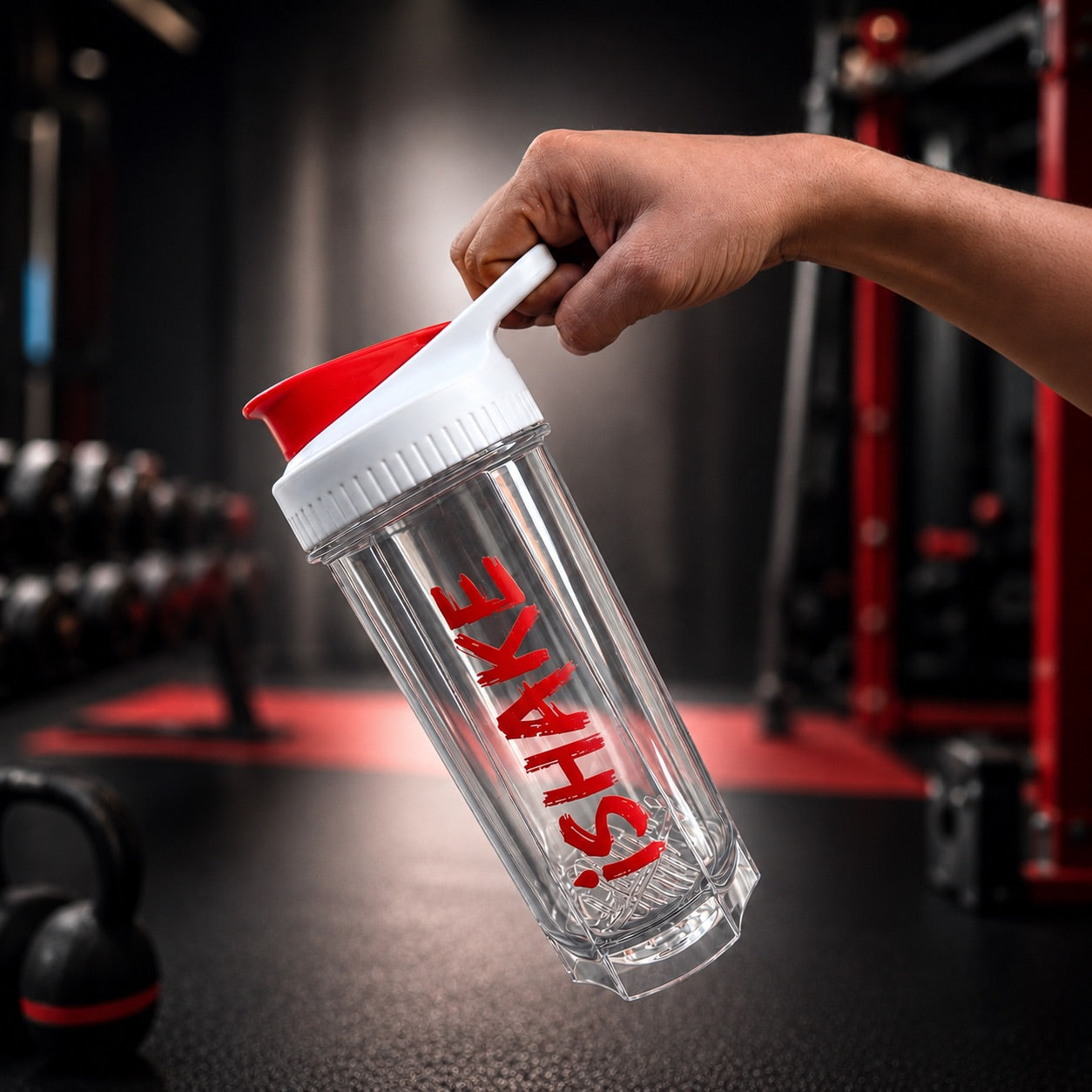iShake Roadies Premium 700ml Shaker Bottle - Red White