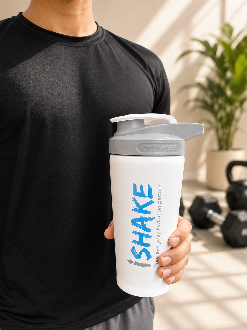 iShake Stainless Steel Gym Shaker 700ml - white Colour