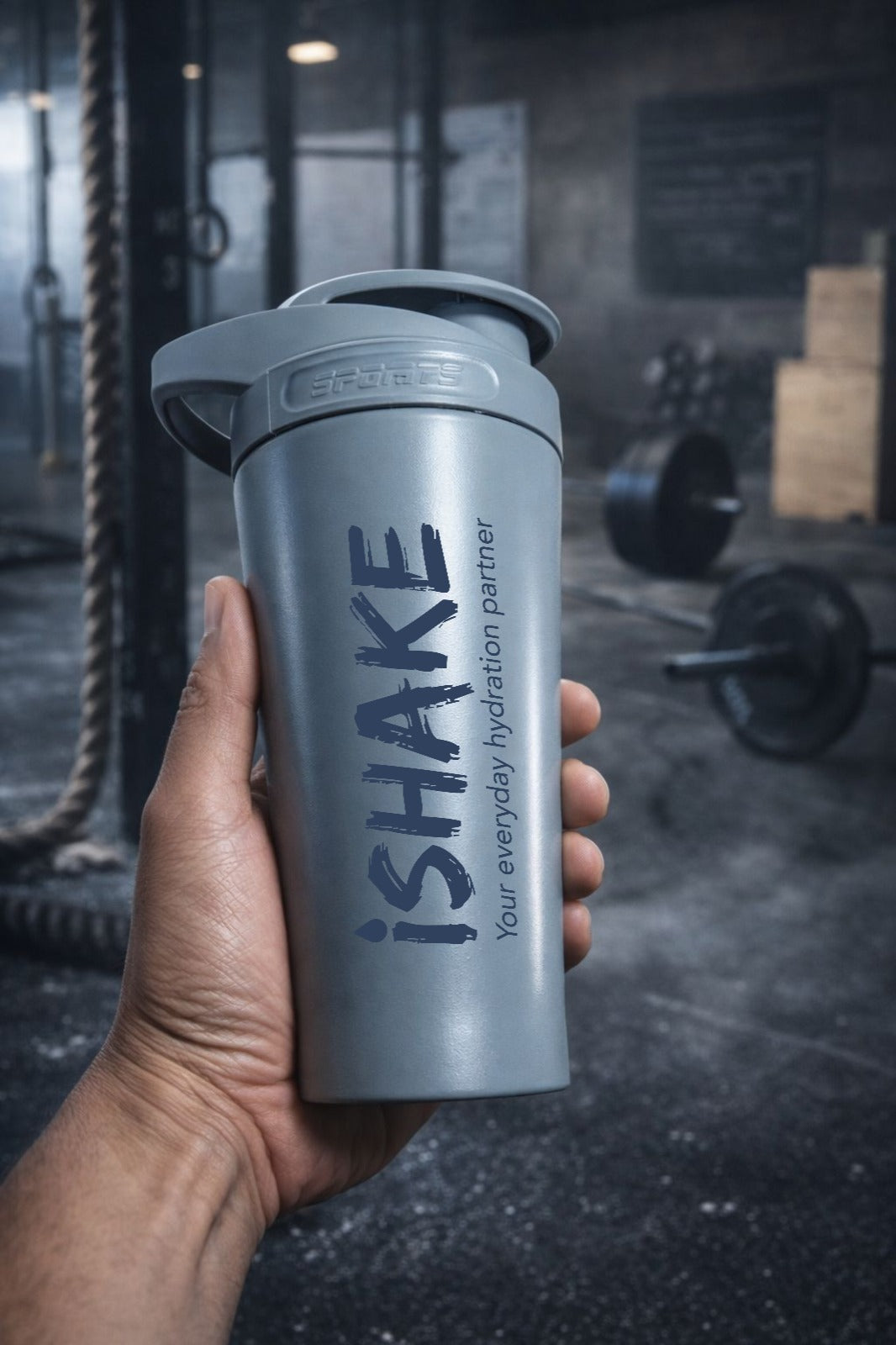 iShake Stainless Steel Gym Shaker 700ml - Full Grey Colour