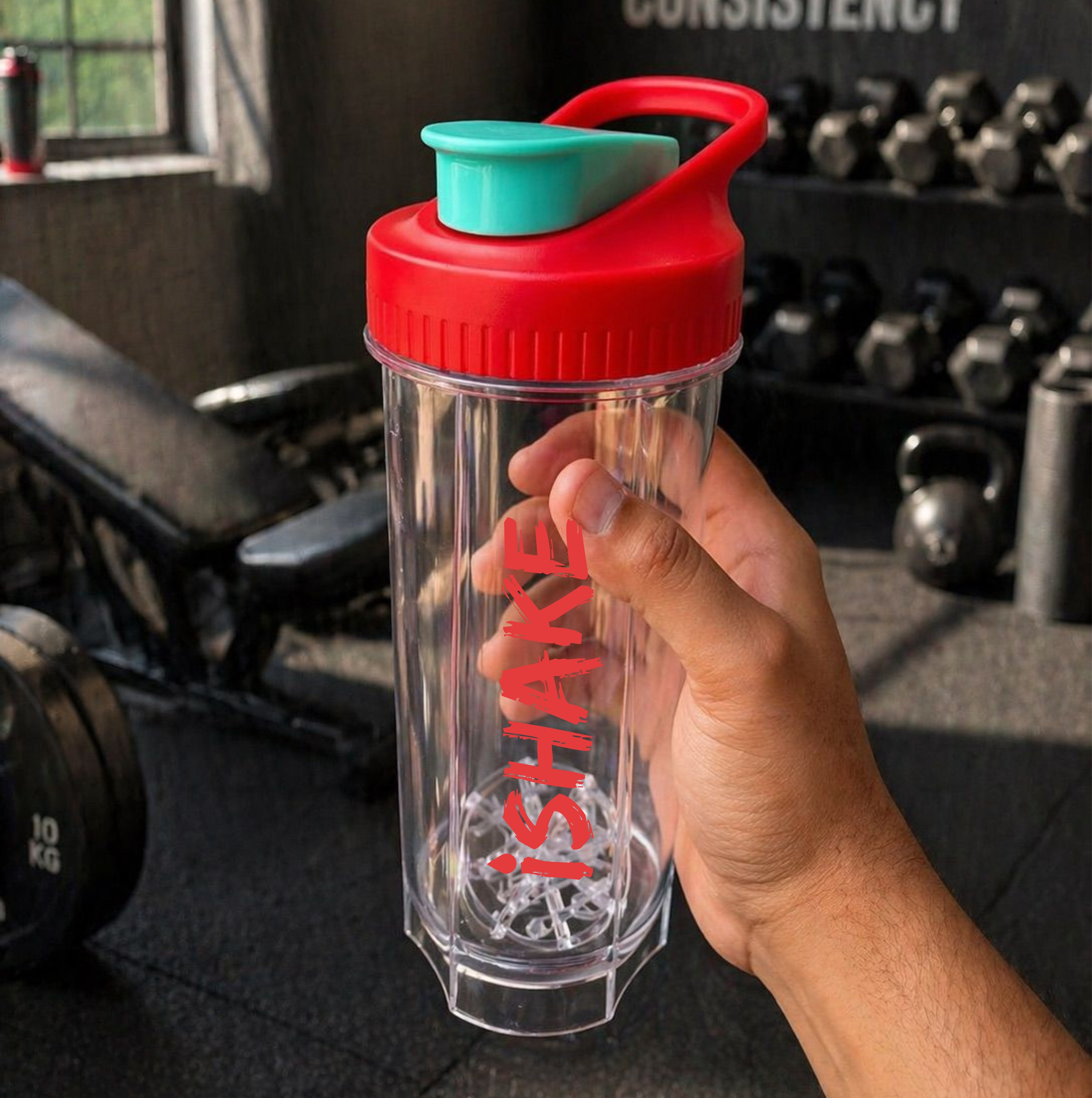 iShake Roadies Premium 700ml Shaker Bottle - Red Blue