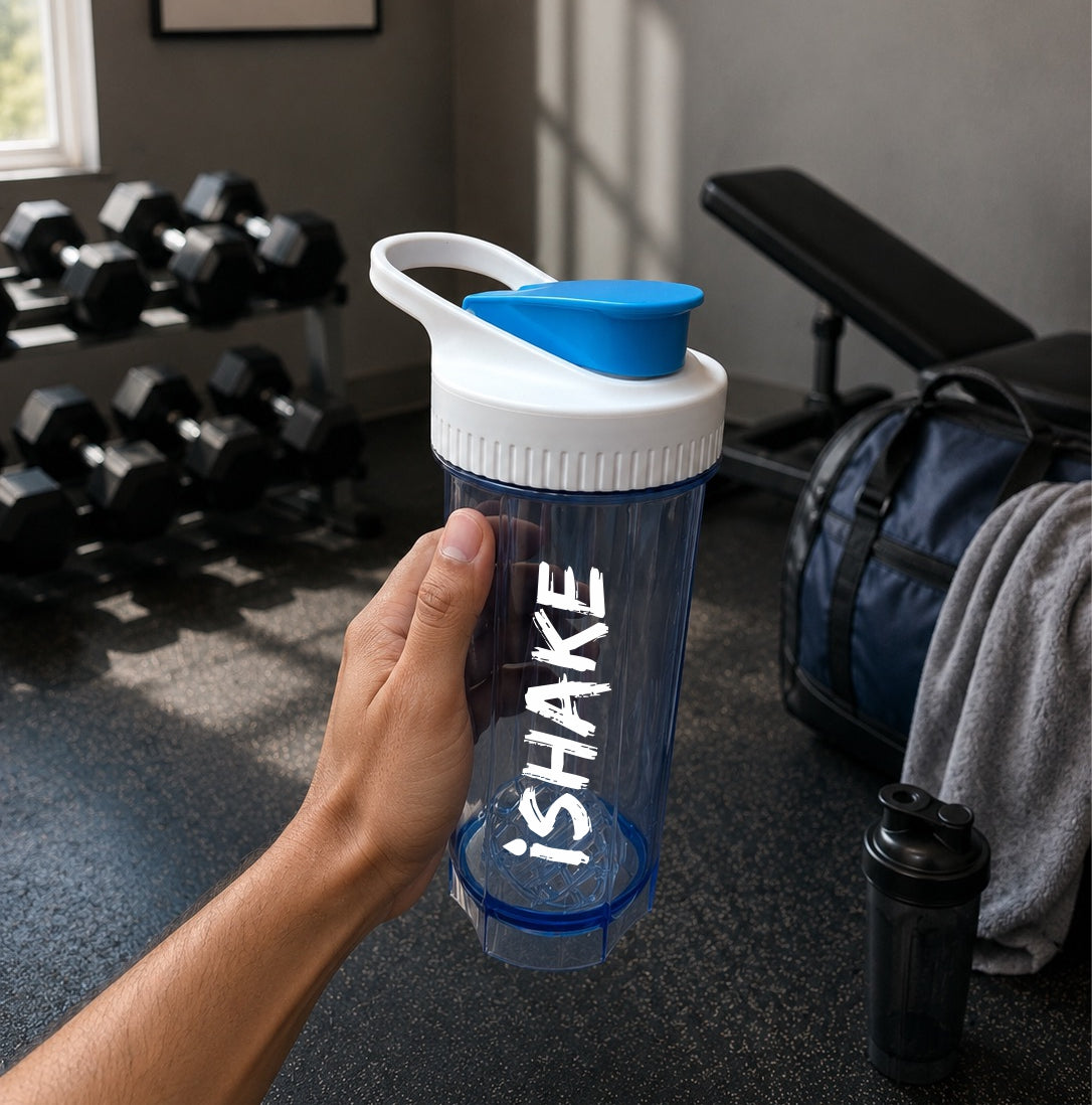 iShake Roadies Premium 700ml Shaker Bottle - Blue White