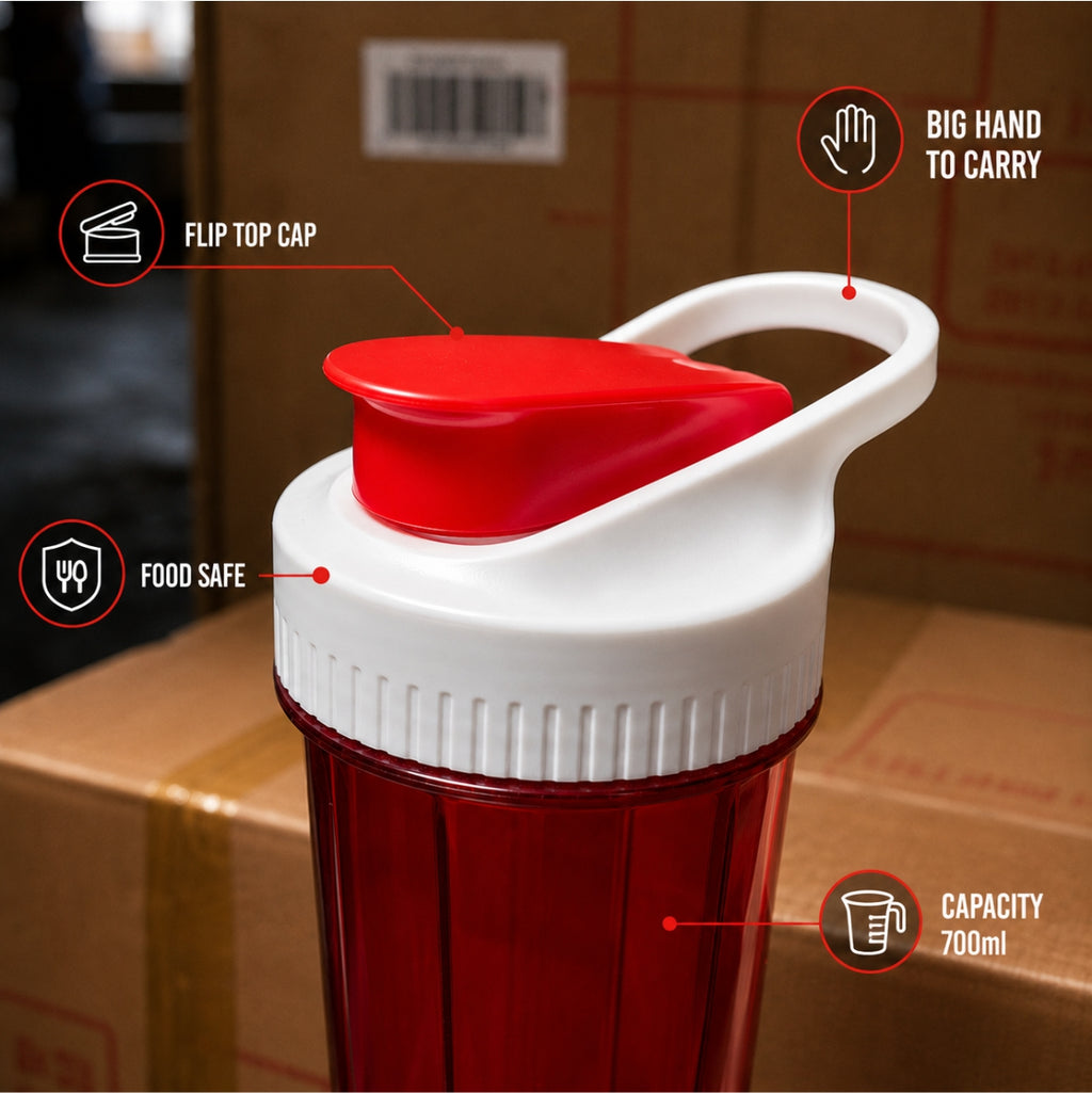 iShake Roadies Premium 700ml Shaker Bottle - Red